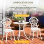 3 Pcs Aluminium Bistro Set, Garden Furniture Dining Table and Chairs Antique Outdoor Seat Patio Seater, White Image 5