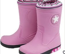 Lulipu Pink girls light up rain boots Sz EU22/23 UK5/6 EUC