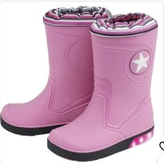 Lulipu Pink girls light up rain boots Sz EU22/23 UK5/6 EUC