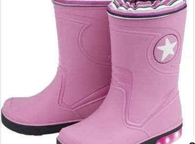 Lulipu Pink girls light up rain boots Sz EU22/23 UK5/6 EUC