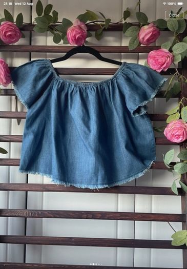 top betshka size medium denim off shoulder top