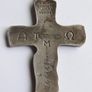 Vintage Holy Trinity Crucifix in silvered brass 14 x 9 cm Image 5