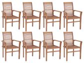 Stacking Dining Chairs 8 pcs Solid Teak Wood