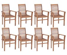Stacking Dining Chairs 8 pcs Solid Teak Wood