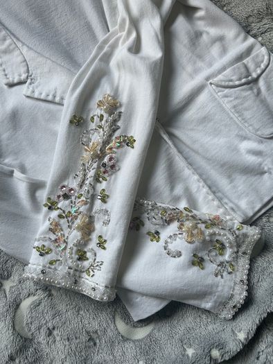 Jersey crystal pear detail blazer by EV4