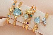 3 pcs Floral Crystal Rings Set