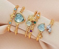 3 pcs Floral Crystal Rings Set