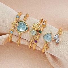 3 pcs Floral Crystal Rings Set