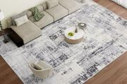 Machine Washable Rugs for Living Room - Modern Soft Faux Short Pile Area Rugs for Bedroom Dining Room Abstract Carpet for Office Kitchen Non Slip Non Shedding, 120x170CM, Grey