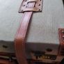 Retro Mad men style trolley case canvas & leather Image 5