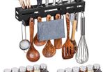 Utensil Holder with 2 Piece Spice Rack Kitchen Storage & Organisation Spice Rack for inside Cupboard Kitchen Utensils Holder with 8 Hooks Spice Rack Wall Mounted Knife Holder Organiser