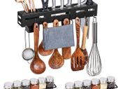 Utensil Holder with 2 Piece Spice Rack Kitchen Storage & Organisation Spice Rack for inside Cupboard Kitchen Utensils Holder with 8 Hooks Spice Rack Wall Mounted Knife Holder Organiser