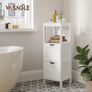 Corner Bedside Table Medicine Cabinet Storage for Bathroom Wooden 1 Open Compartment 2 Drawers Feet Country House Style White, MDF panels, 30 x 89 x 30 cm Image 2