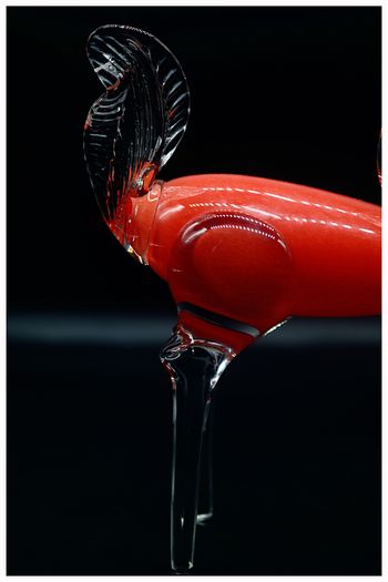 Vintage Modernist Stylised Glass Red Horse made in Belarus.