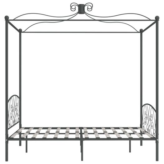 Canopy Bed Frame Grey Metal 180x200 cm