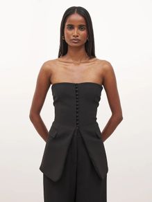 Because Of Alice Black Brand New Strapless Peplum Bodice Top in Size XS.