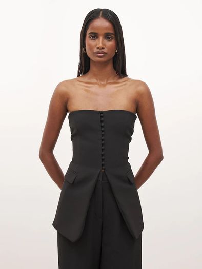 Because Of Alice Black Brand New Strapless Peplum Bodice Top in Size XS.