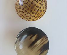 Two handmade cow horn bowls from Kenya