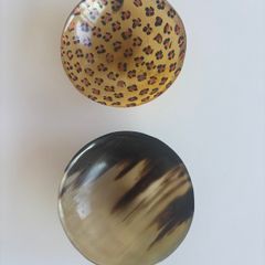 Two handmade cow horn bowls from Kenya