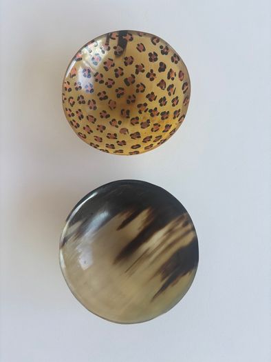 Two handmade cow horn bowls from Kenya
