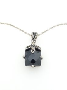 Vintage 925 Sterling Silver, Marcasite & Black Spinel Gothic Necklace