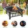 Outdoor Fire Pits BBQ Square Metal Firepit Table Backyard Patio Bonfire Garden, 81x81x36.5cm Image 6