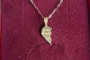 9K Yellow Gold 375 I Love You Piece of My Heart Puzzle Pendant Necklaces L9" - 0,68g