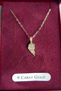 9K Yellow Gold 375 I Love You Piece of My Heart Puzzle Pendant Necklaces L9" - 0,68g
