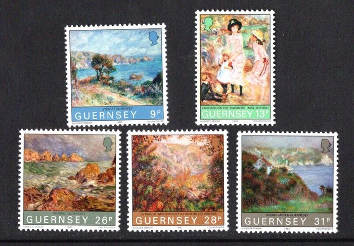 1983 Guernsey Centenary of Renoirs Visit Commemorative Stamps Mint Never Hinged (MNH)