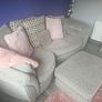 Grey Fabric 2-Seater Sofa & Footstool Image 2