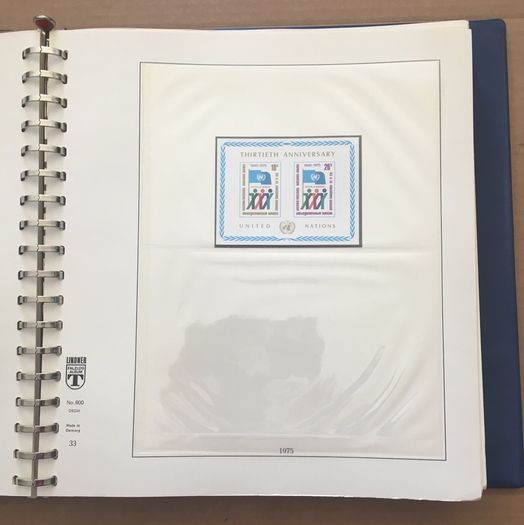 1951-1980s United Nations Stamp Collection Mint Never Hinged (MNH) in Lindner Pages housed in album (60 images showing contents)
