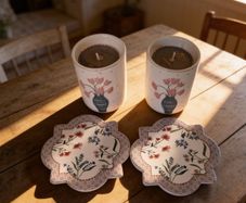 Candles and coster set in a beautiful design