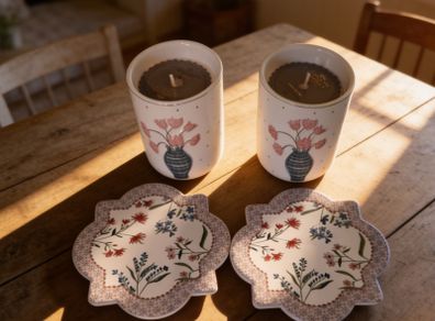 Candles and coster set in a beautiful design