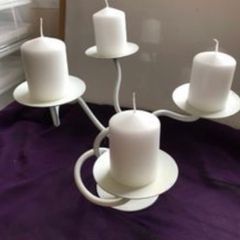 Wrought Candelabra Stand & Candles