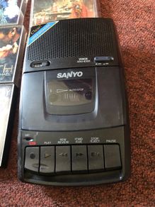 tape player and an assortment of cassettes