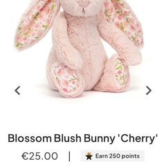 New JELLYCAT Small Blossom Blush Cherry Bunny