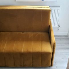 Stylish mustard velvet sofa bed & storage
