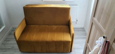 Stylish mustard velvet sofa bed & storage