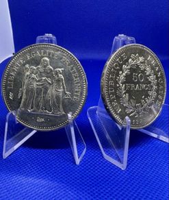 1977 France 50 francs Hercules large silver coin x 2