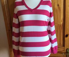 Ladies Tommy Hilfiger striped Jumper size L Uk 14 includes postage