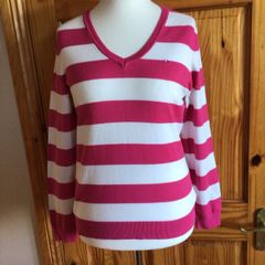 Ladies Tommy Hilfiger striped Jumper size L Uk 14 includes postage