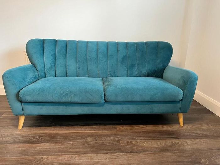 Excellent Condition 3 Seater Green Fabric Sofa - Harper
