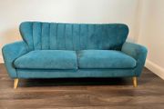 Excellent Condition 3 Seater Green Fabric Sofa - Harper