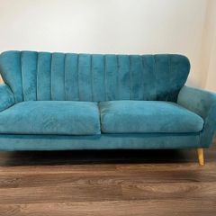 Excellent Condition 3 Seater Green Fabric Sofa - Harper
