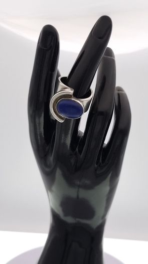 Signed Chunky Sterling Silver Lapis Lazuli Ring