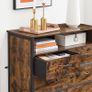 _Chest of Drawers, Sideboard, Cabinet with 8 Drawers, Open Compartment, Non-Woven Fabric Drawers with MDF Front, Steel Frame, Vintage Brown/Black Image 6