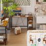 Computer Desk with Drawers & Power Outlets, 100 cm Office Desk with Storage Monitor Stand, Reversible Small Desks for Home Office Bedroom Brown Image 4