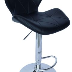 Zoya Black Adjustable Bar Stool Grey Velvet, Black Metal Base