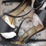 Wrap up flower pearl details black sandals bnib Image 2