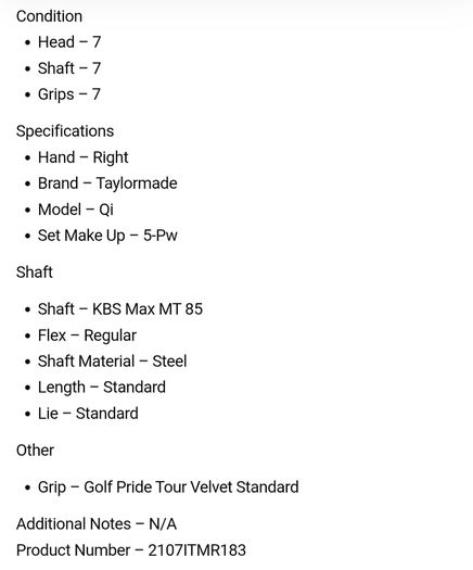 Taylormade Qi Irons / 5-Pw / KBS Max MT 85 Regular